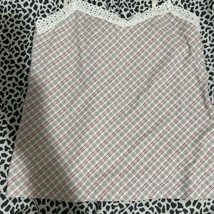 Y2K women’s plaid camisole top with lace size L